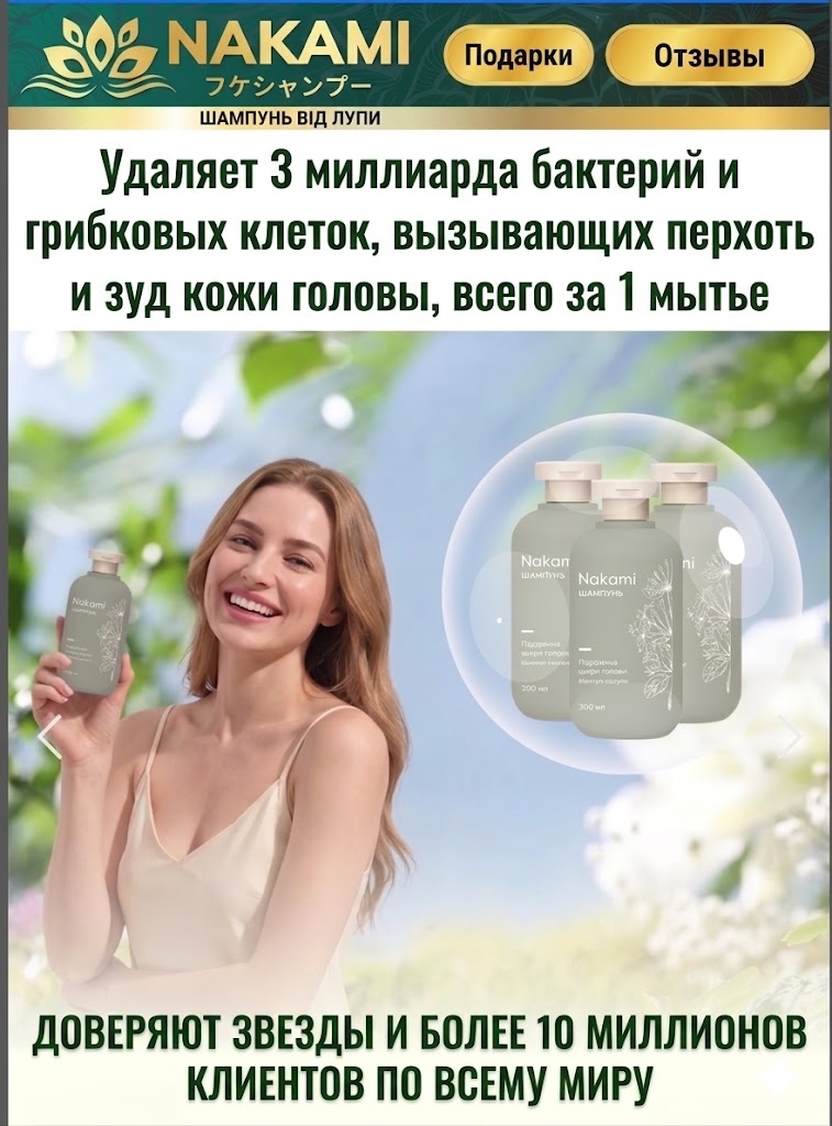 NAKAMI SHAMPOO — против перхоти, зуда и грибка